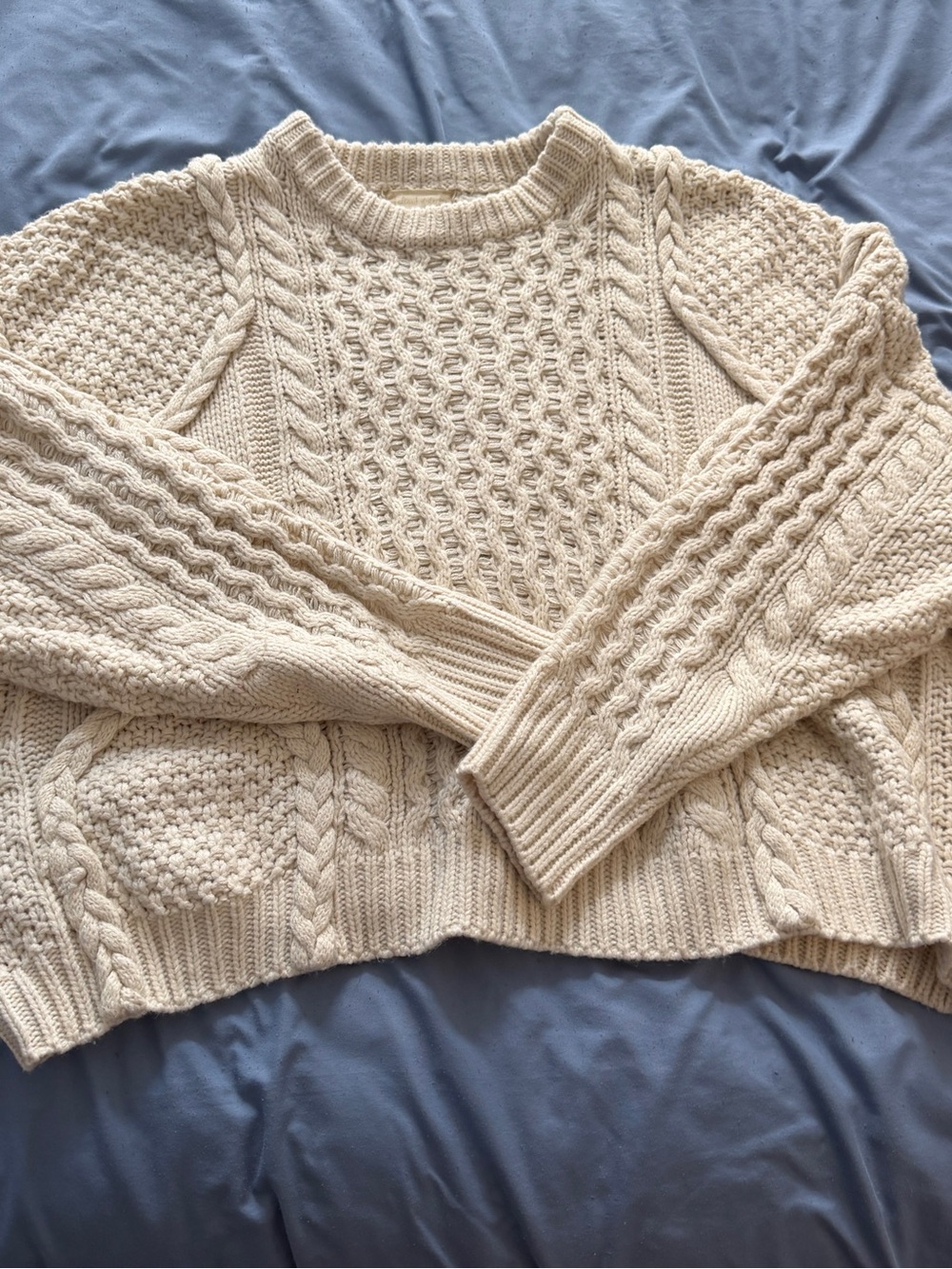 Altar'd State Cream Cable Crewneck Sweater